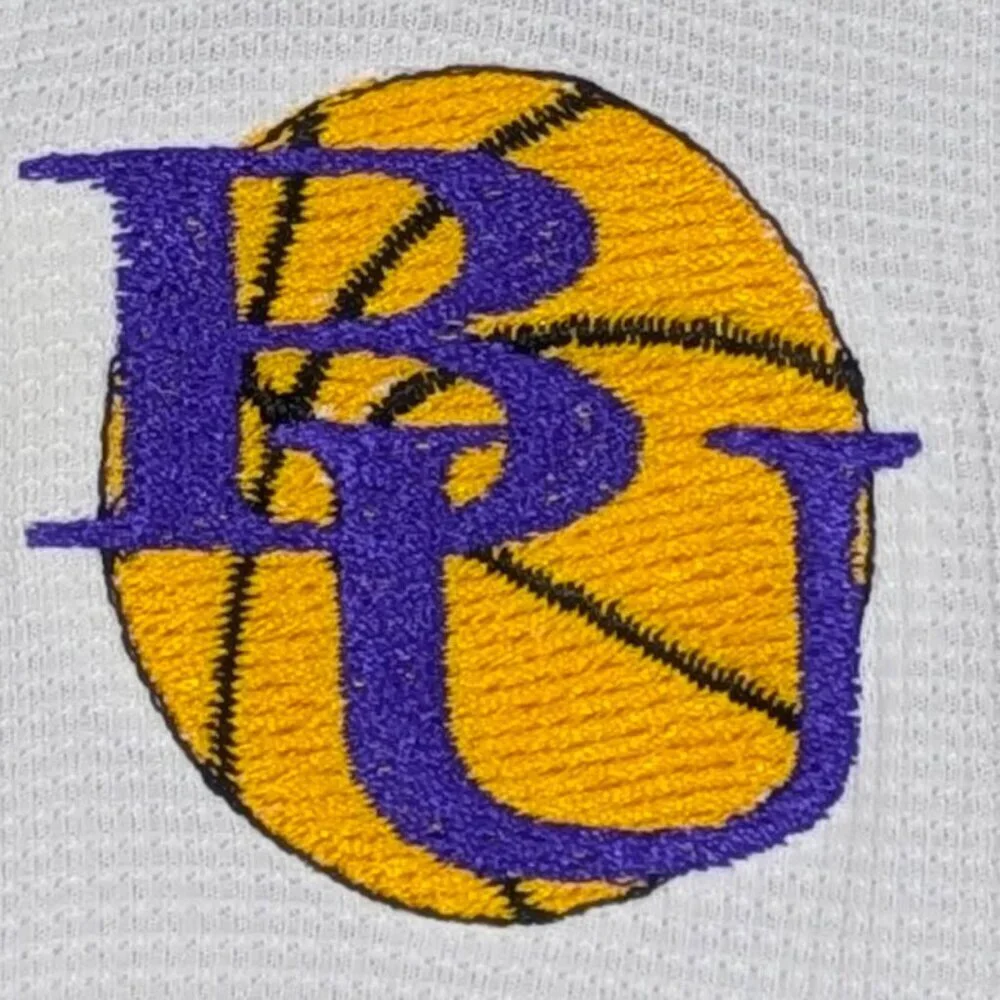 NEW Nike Dri-Fit White Polo Golf Shirt Mens‎ Medium Basketball Logo Purple BU